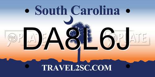 DA8L6J South Carolina License Plate