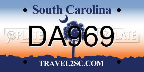 DA969 South Carolina License Plate