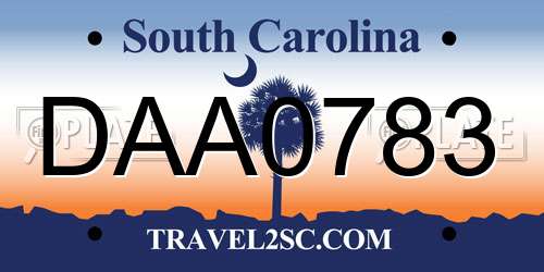 DAA0783 South Carolina License Plate