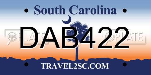 DAB422 South Carolina License Plate