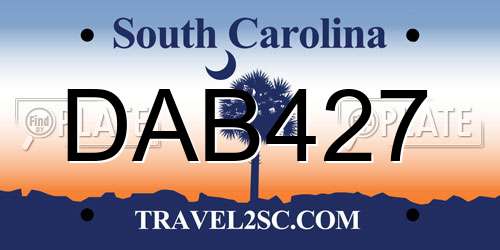 DAB427 South Carolina License Plate