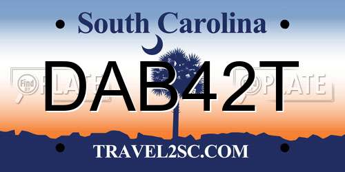 DAB42T South Carolina License Plate
