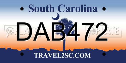 DAB472 South Carolina License Plate