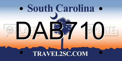 DAB710 South Carolina License Plate