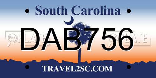 DAB756 South Carolina License Plate