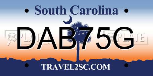 DAB75G South Carolina License Plate