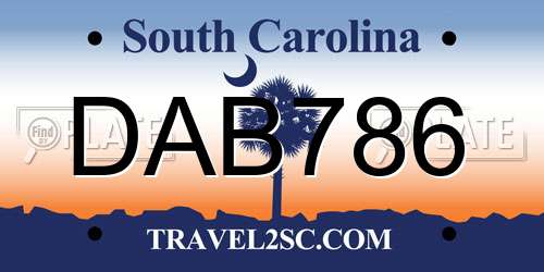DAB786 South Carolina License Plate
