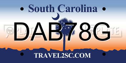 DAB78G South Carolina License Plate