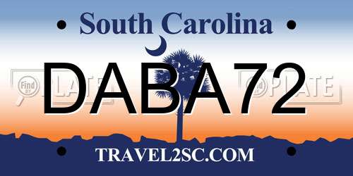 DABA72 South Carolina License Plate