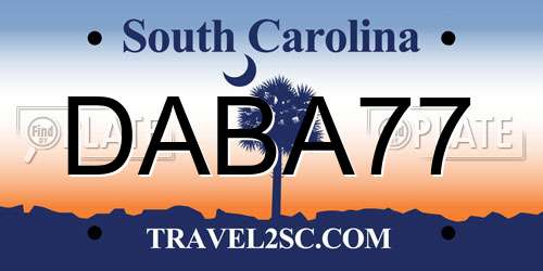 DABA77 South Carolina License Plate