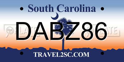 DABZ86 South Carolina License Plate
