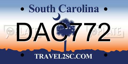 DAC772 South Carolina License Plate