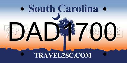 DAD1700 South Carolina License Plate