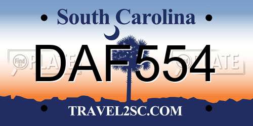 DAF554 South Carolina License Plate