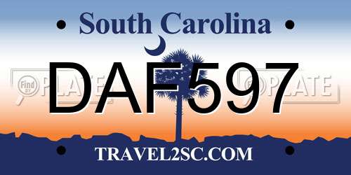 DAF597 South Carolina License Plate