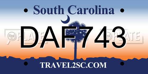 DAF743 South Carolina License Plate