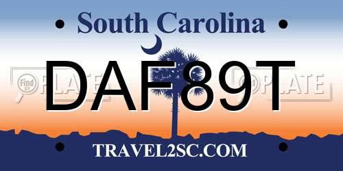 DAF89T South Carolina License Plate