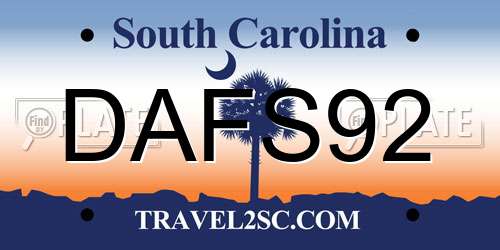 DAFS92 South Carolina License Plate