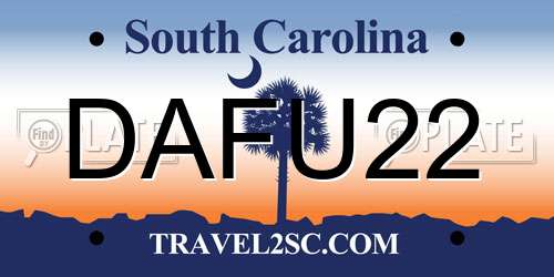 DAFU22 South Carolina License Plate