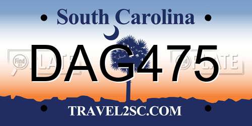 DAG475 South Carolina License Plate