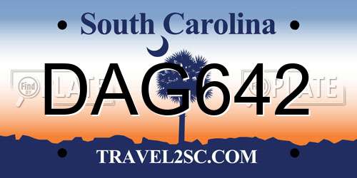 DAG642 South Carolina License Plate
