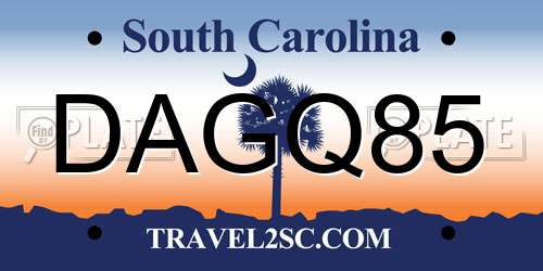 DAGQ85 South Carolina License Plate