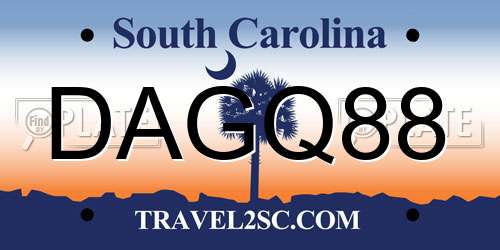 DAGQ88 South Carolina License Plate