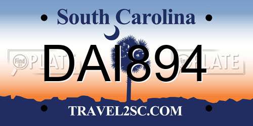 DAI894 South Carolina License Plate
