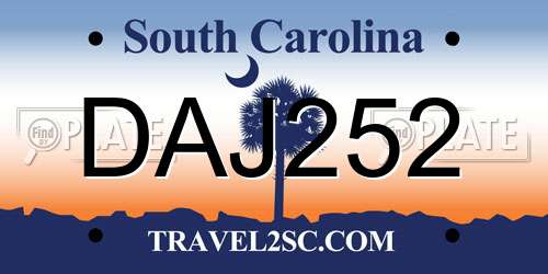 DAJ252 South Carolina License Plate