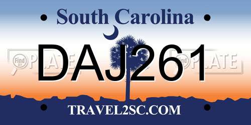 DAJ261 South Carolina License Plate