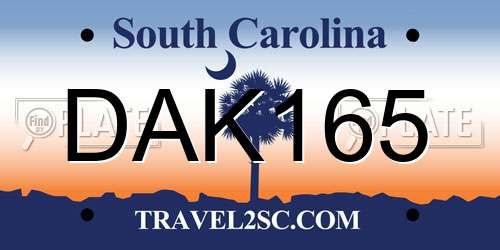DAK165 South Carolina License Plate