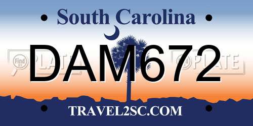 DAM672 South Carolina License Plate