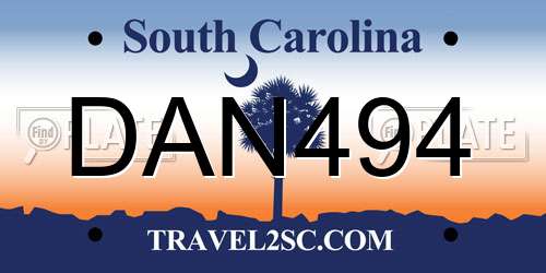 DAN494 South Carolina License Plate