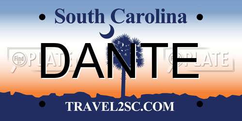 DANTE South Carolina License Plate
