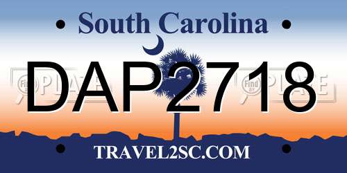 DAP2718 South Carolina License Plate