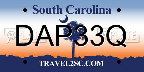 DAP33Q South Carolina License Plate