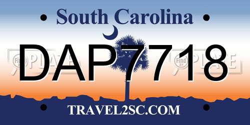 DAP7718 South Carolina License Plate