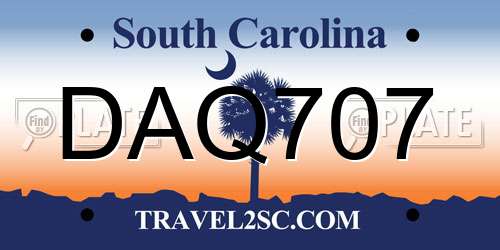 DAQ707 South Carolina License Plate