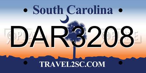 DAR3208 South Carolina License Plate