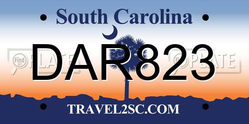 DAR823 South Carolina License Plate