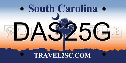 DAS25G South Carolina License Plate