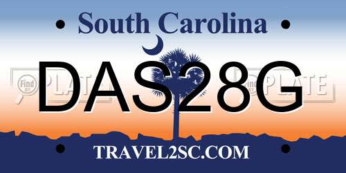 DAS28G South Carolina License Plate
