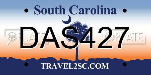 DAS427 South Carolina License Plate