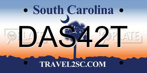 DAS42T South Carolina License Plate