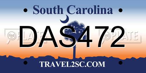 DAS472 South Carolina License Plate