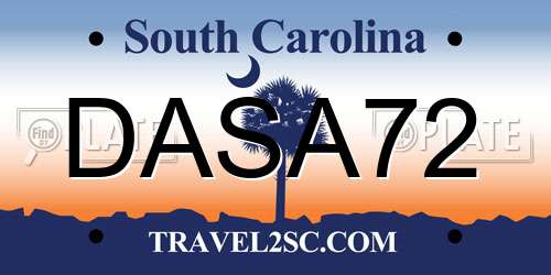 DASA72 South Carolina License Plate