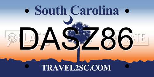 DASZ86 South Carolina License Plate