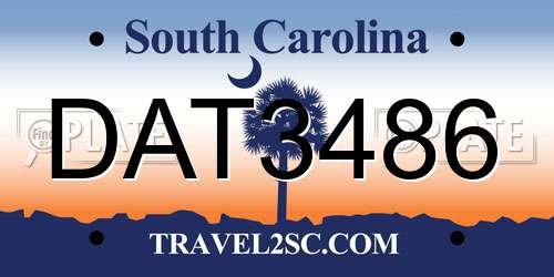 DAT3486 South Carolina License Plate