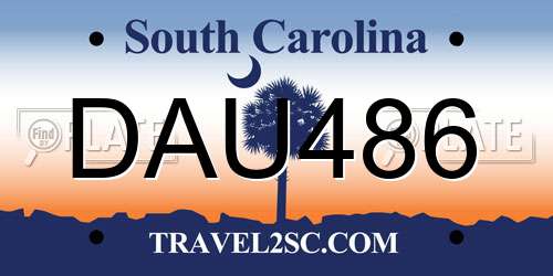 DAU486 South Carolina License Plate