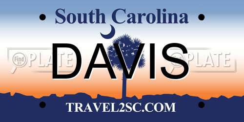 DAVIS South Carolina License Plate